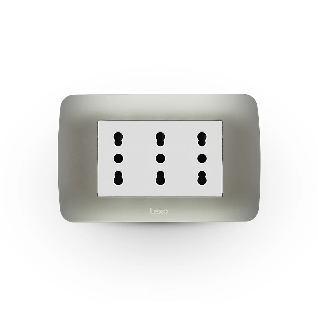  Enchufe Triple Puenteado Emb 10/16 A Plata Lexo 1