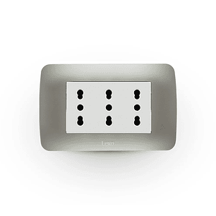 Enchufe Triple Puenteado Emb 10/16 A Plata Lexo