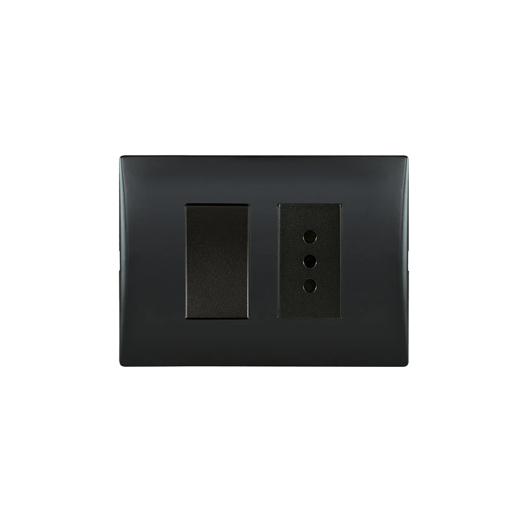 Interruptor 9/12 + Ench 10A Emb Black Andes Lexo 1