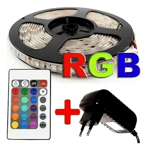 Cinta Led 5Mts Rgb Con Transformador Y Control