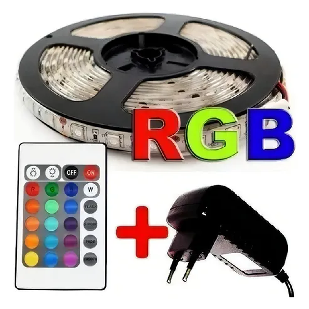Cinta Led 5Mts Rgb Con Transformador Y Control 1