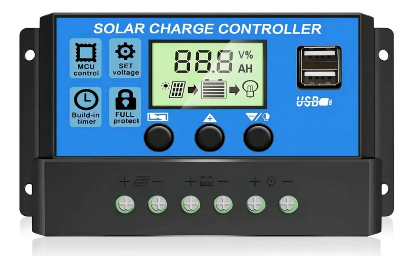 Regulador Carga Solar USB 12-24V 10A 1