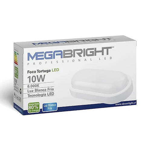 Tortuga Led Ovalada 10W 6000K IP54 Blanca Megabright