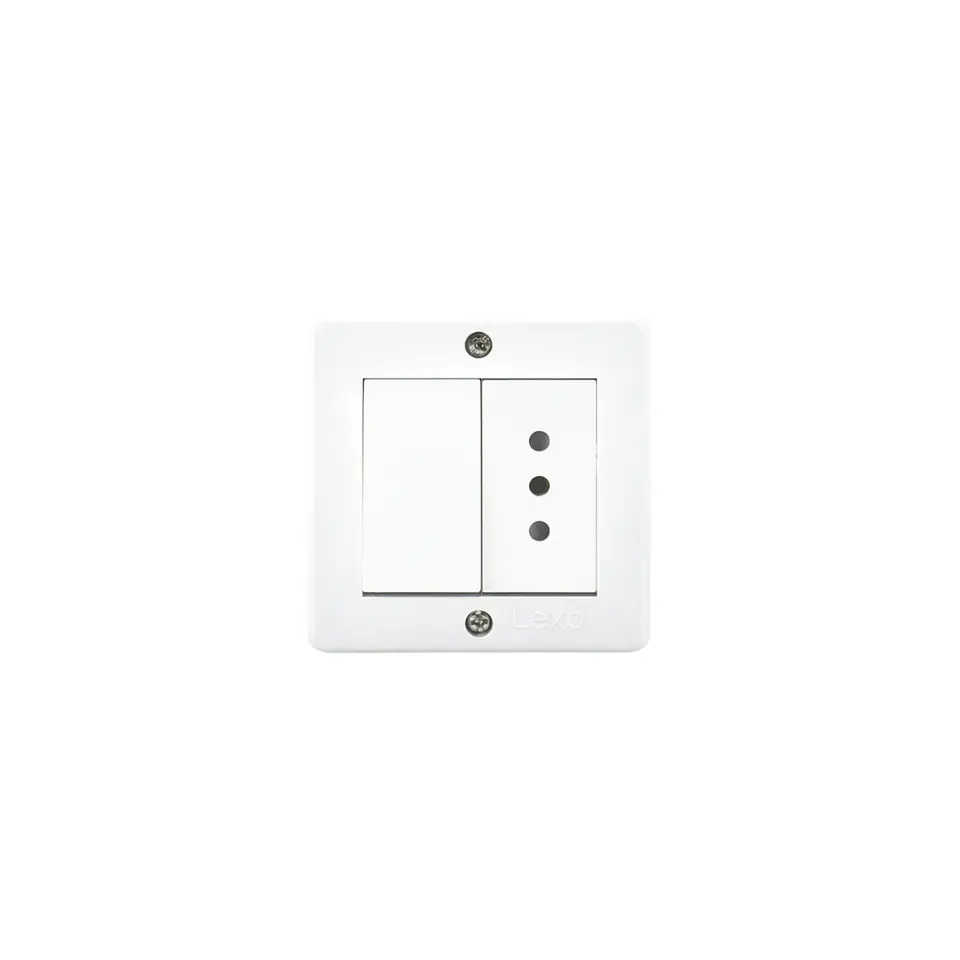 Interruptor S/P (9/12) + enchufe Blanco Lexo 1