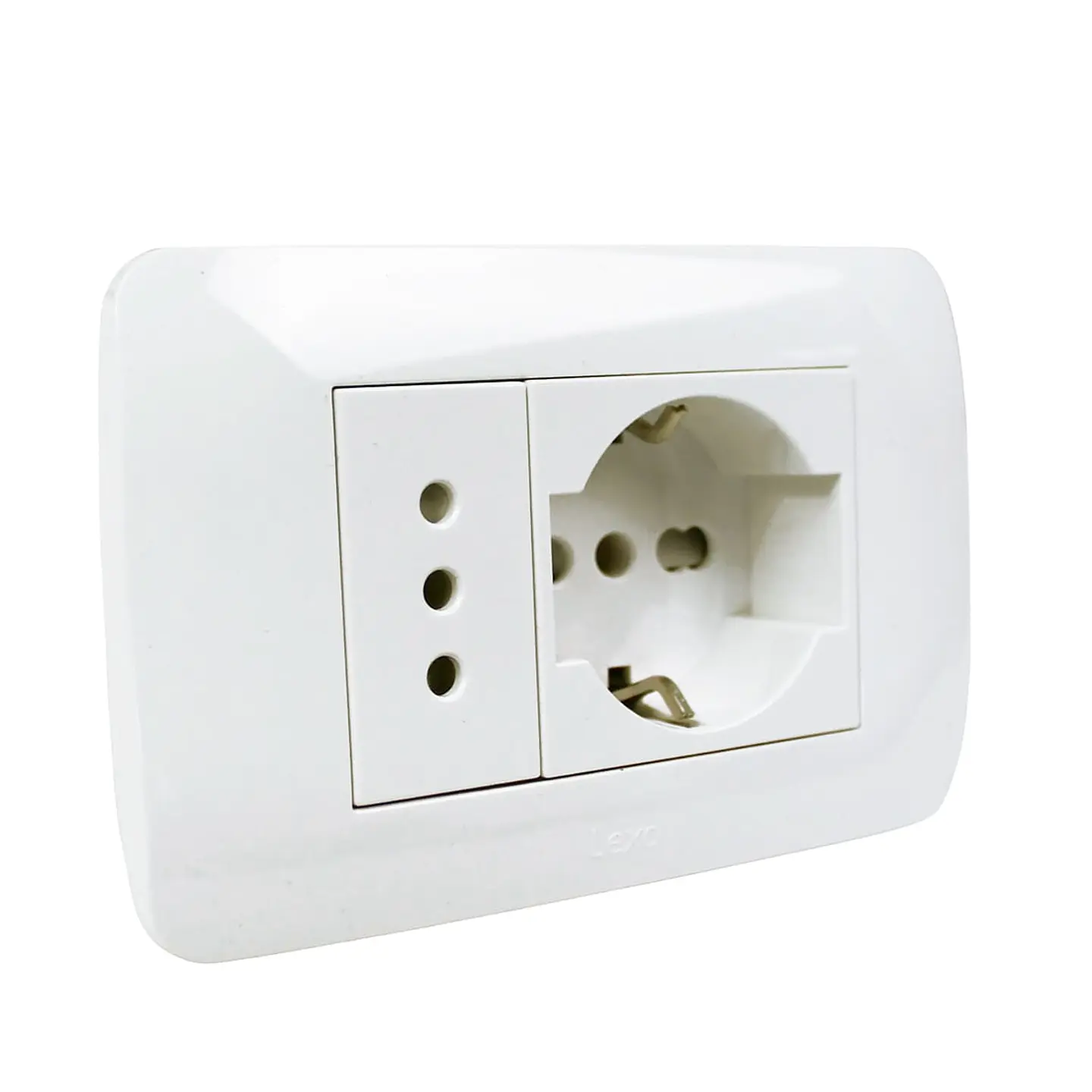 Enchufe Schucko 10/16 + Toma 10A blanco Lexo 1