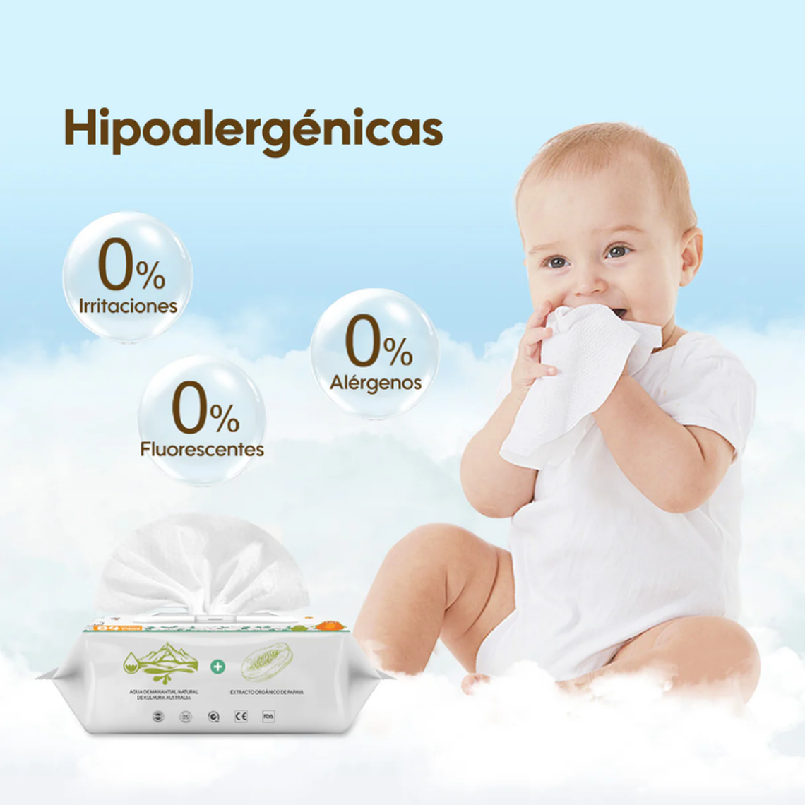 Aiwibi Toallitas Húmedas Papaya con Agua de Manantial 4