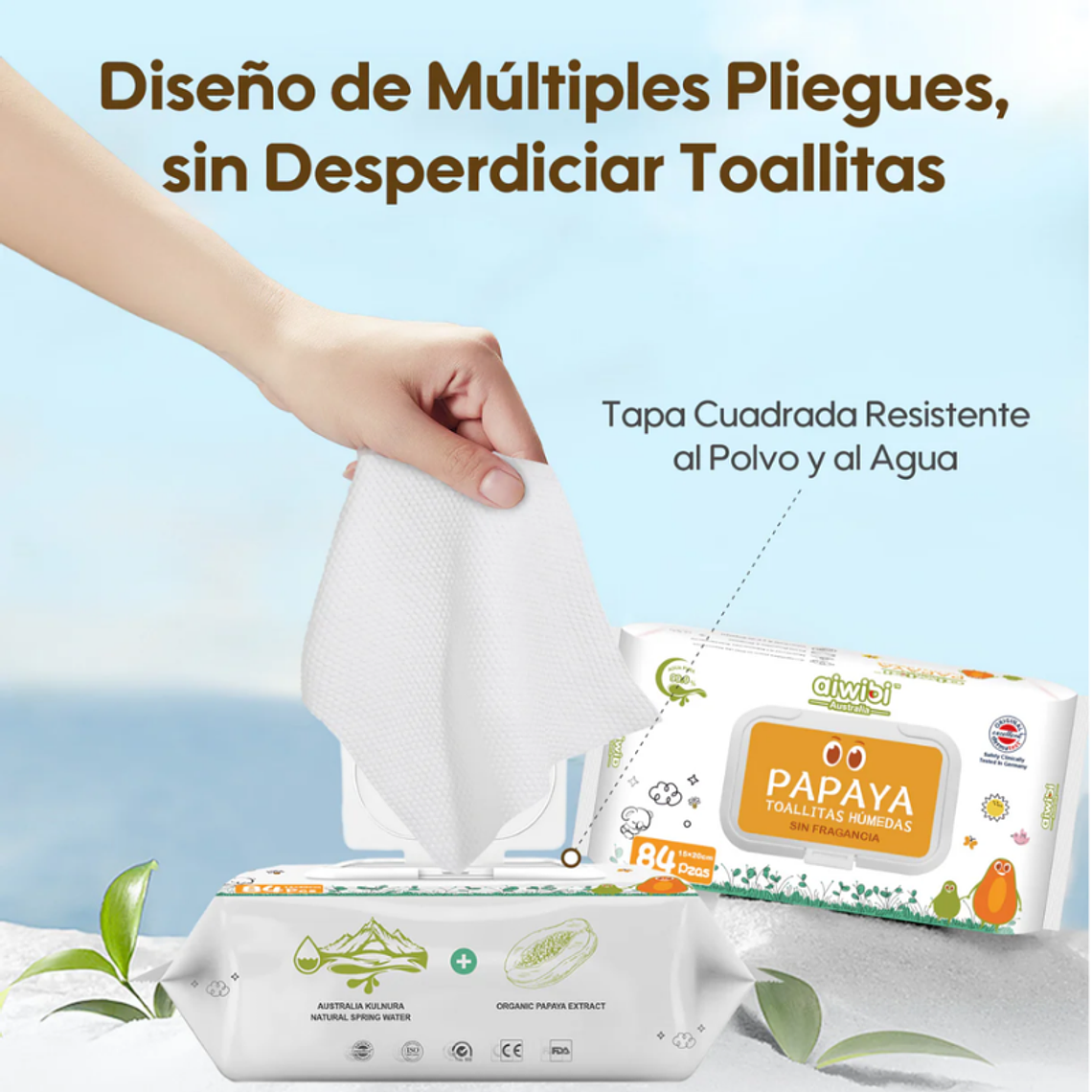 Aiwibi Toallitas Húmedas Papaya con Agua de Manantial 9
