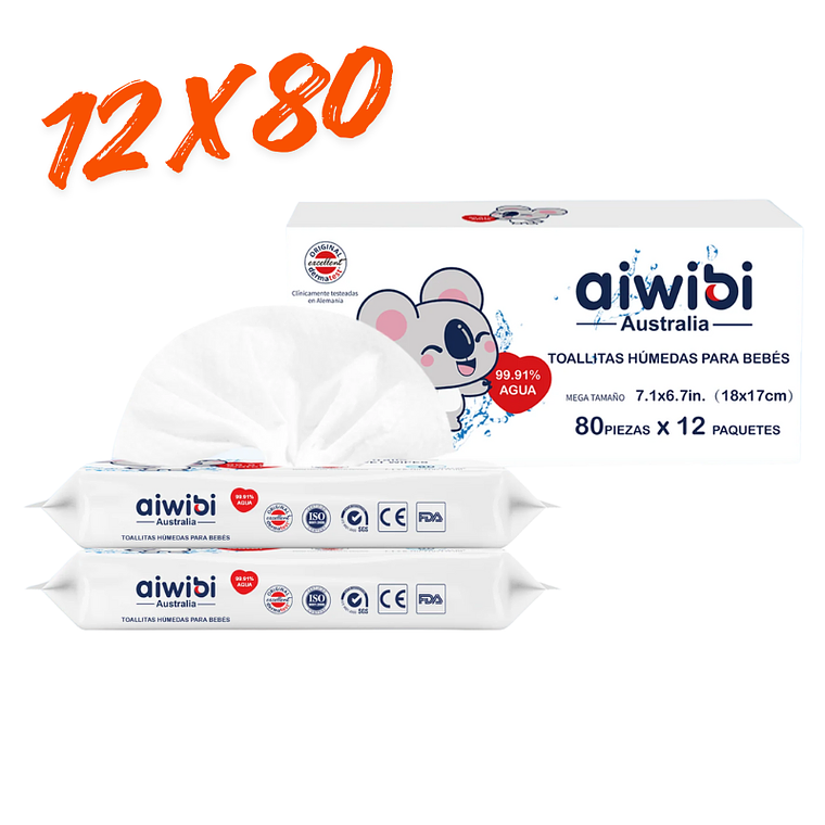 Aiwibi Toallitas Húmedas 99.91% Agua 10