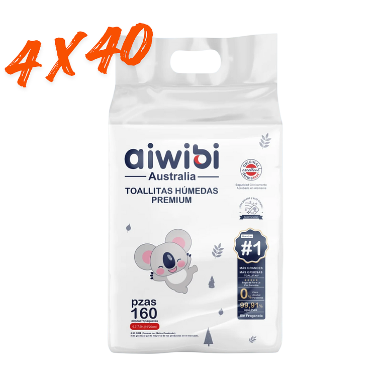 Aiwibi Toallitas Húmedas Premium 99.91% Agua 10