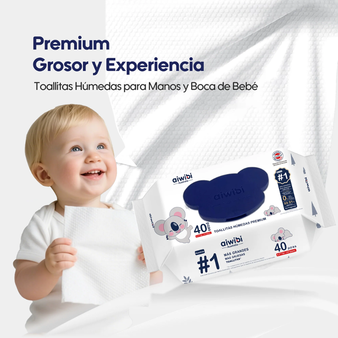 Aiwibi Toallitas Húmedas Premium 99.91% Agua 2