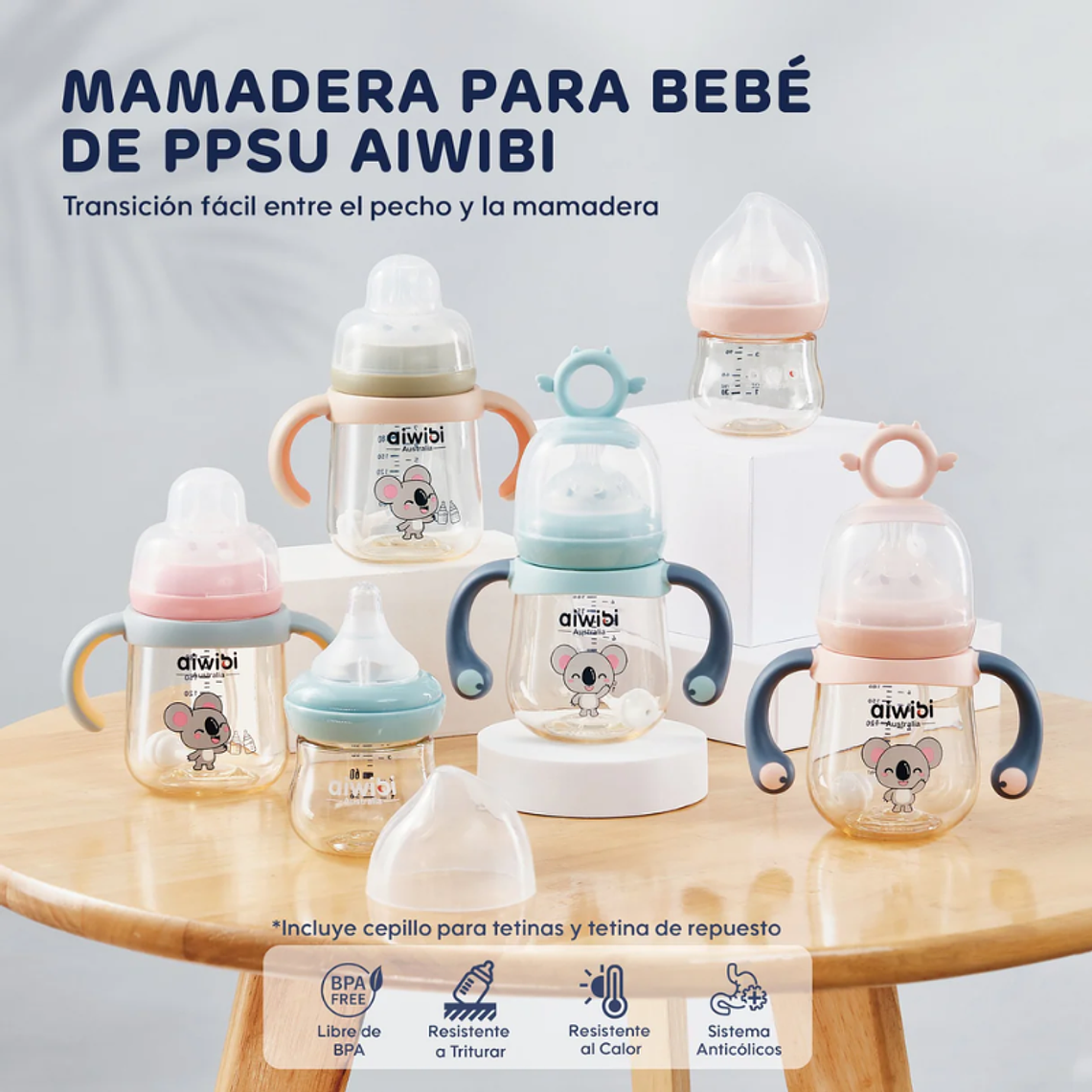 Aiwibi Mamadera Antigases Para Bebés RN - 120ml 4