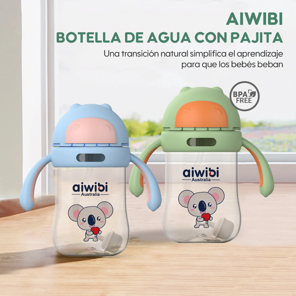 Aiwibi Botella de Agua con Bombilla - 300ml 4