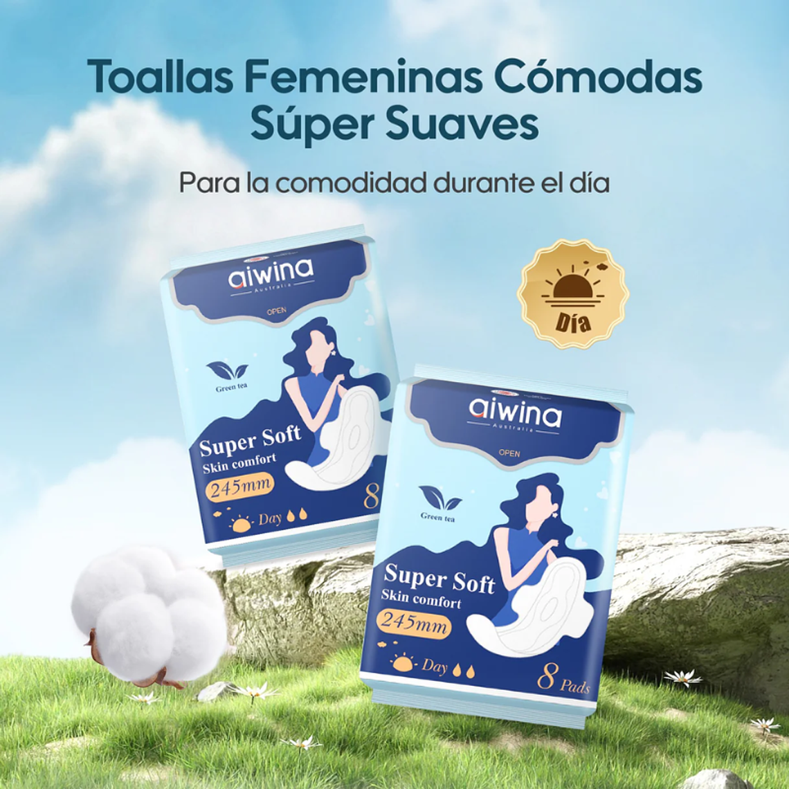 Aiwina Toallas Femeninas Súper Suaves Día 245mm 2