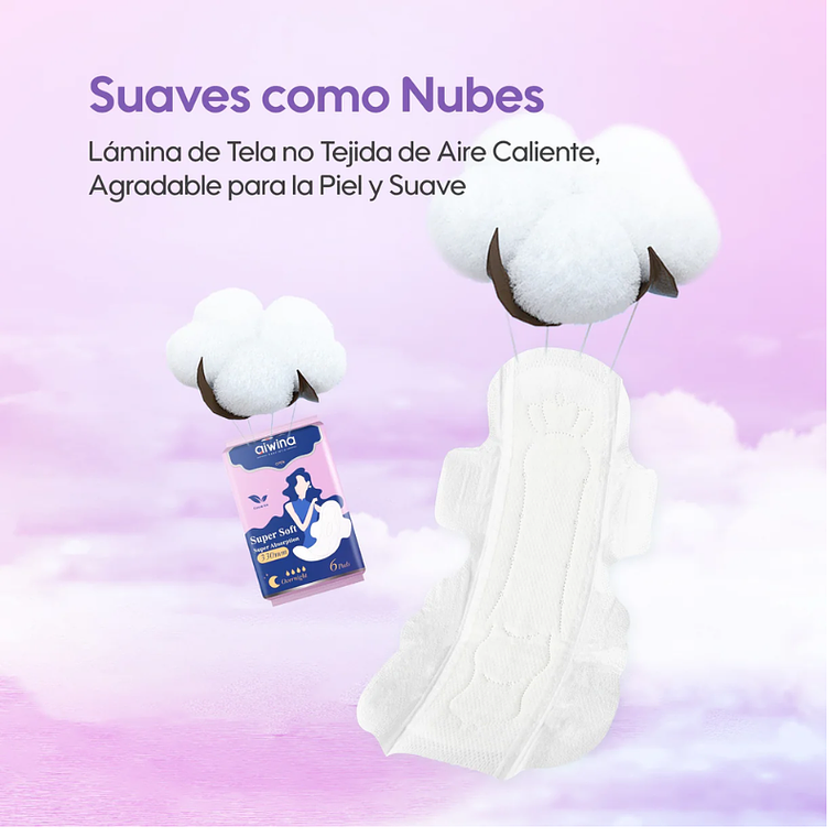 Aiwina Toallas Femeninas Súper Suaves Noche 330mm 3