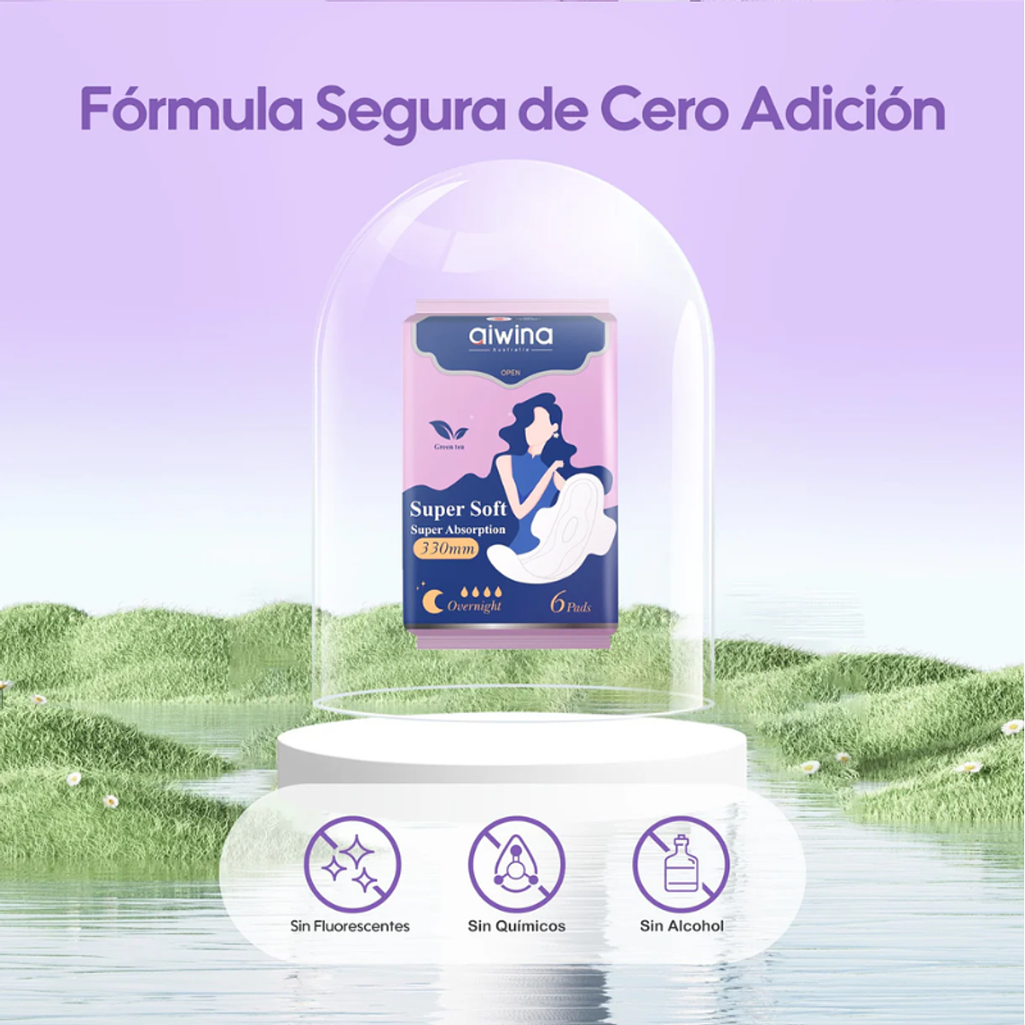 Aiwina Toallas Femeninas Súper Suaves Noche 330mm 9