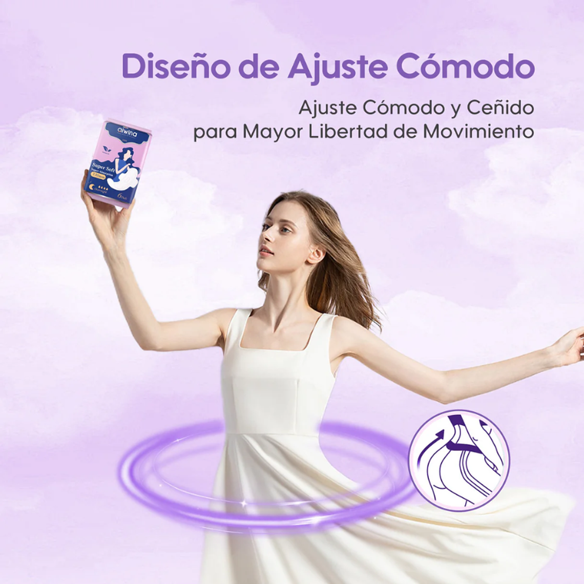 Aiwina Toallas Femeninas Súper Suaves Noche 330mm 7