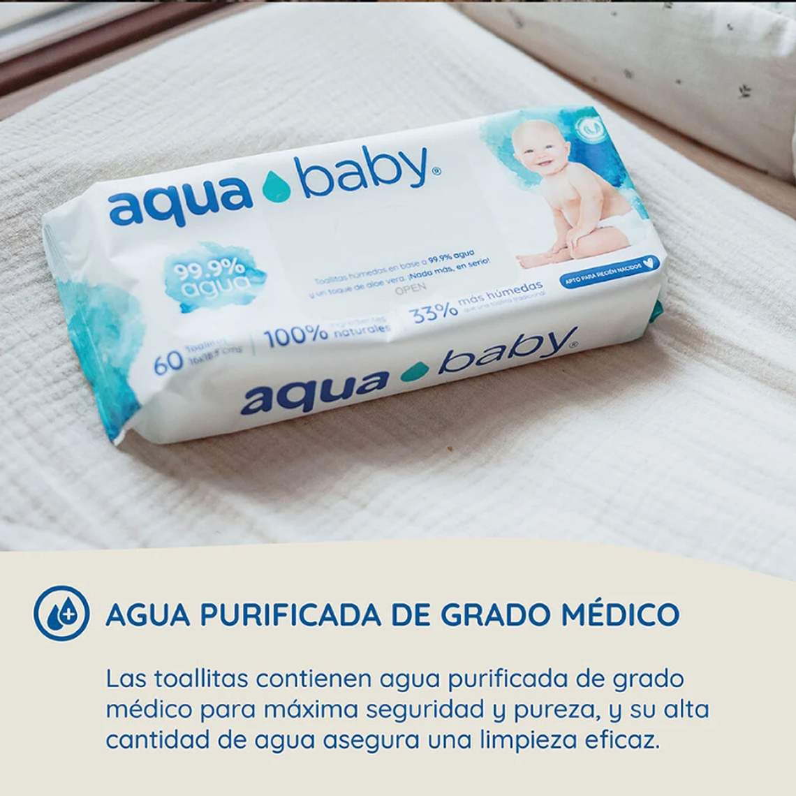 Aquababy Toallitas Húmedas 99,9% Agua y Aloe Vera x60 5