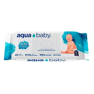 Aquababy Toallitas Húmedas 99,9% Agua y Aloe Vera x40