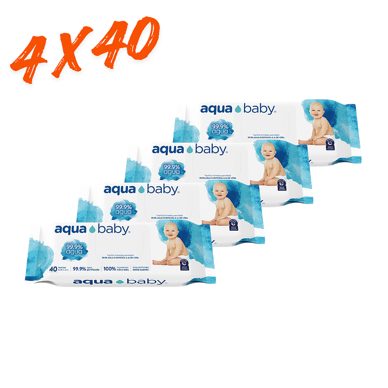 Aquababy Toallitas Húmedas 99,9% Agua y Aloe Vera x40 6