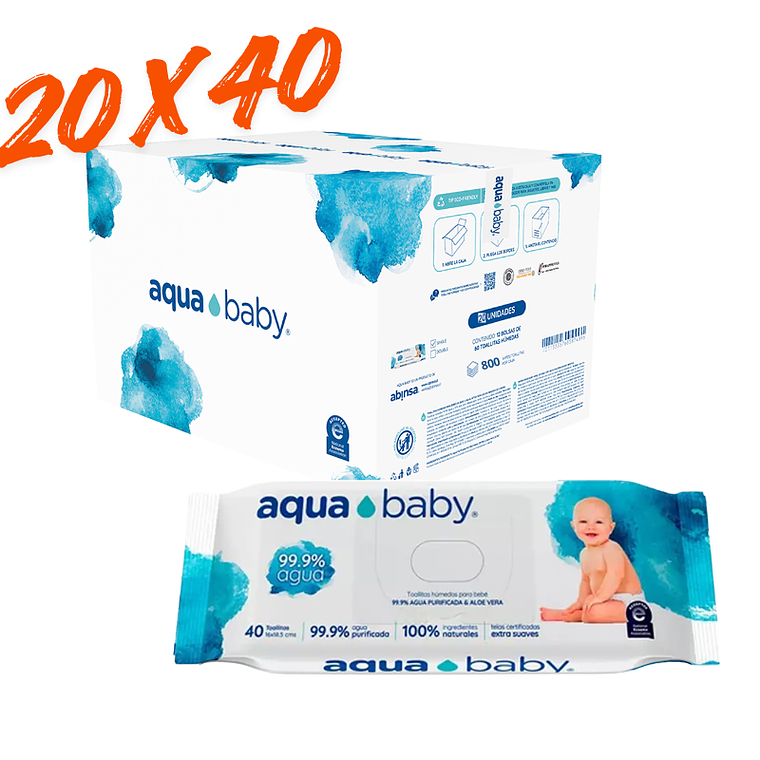 Aquababy Toallitas Húmedas 99,9% Agua y Aloe Vera x40 7