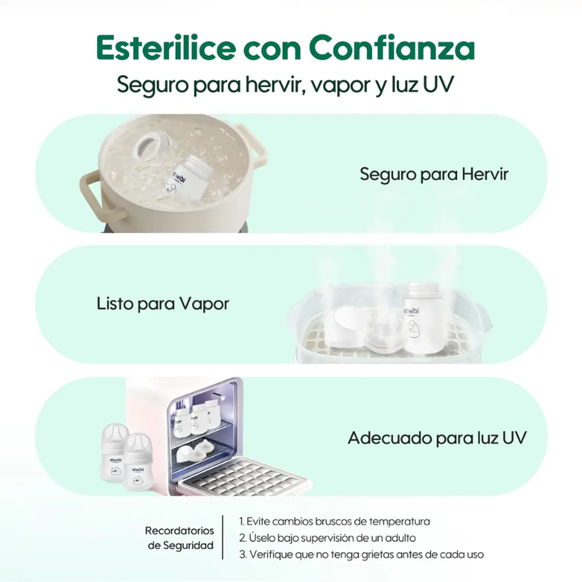 Aiwibi Mamadera Antigases de Vidrio Para Bebés 10