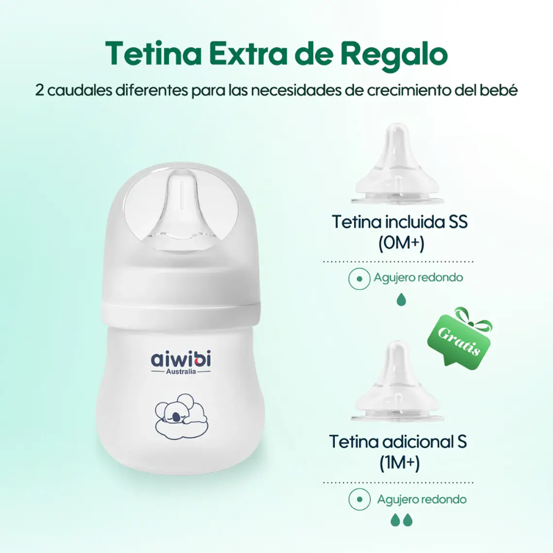 Aiwibi Mamadera Antigases de Vidrio Para Bebés 11