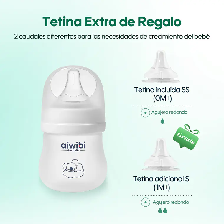 Aiwibi Mamadera Antigases de Vidrio Para Bebés 11