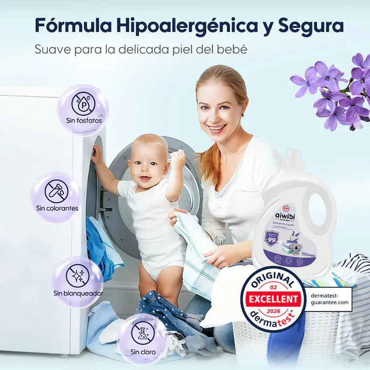 Aiwibi Detergente Líquido Antibacteriano para Bebés 3lts 9