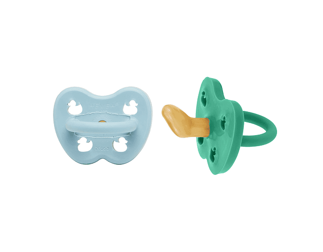 2 Pack Chupete de caucho HEVEA Ortodoncia 3-36 meses Maya Blue & Pop of Green