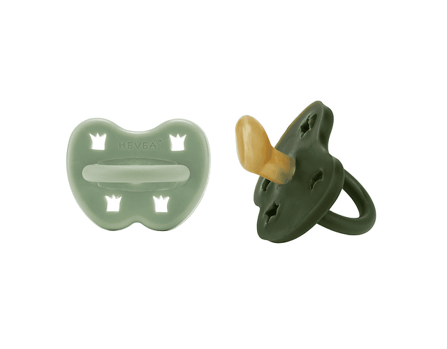 2 Pack Chupete de caucho HEVEA Ortodoncia 3-36 meses Moss green & Deep forrest green