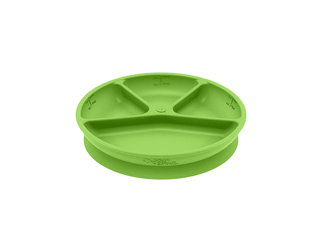 Green Sprouts Plato de Aprendizaje con Divisiones Adherente 100% Silicona - Verde