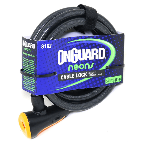 Candado onguard llave espiral ns 180cmx12mm naranjo 1