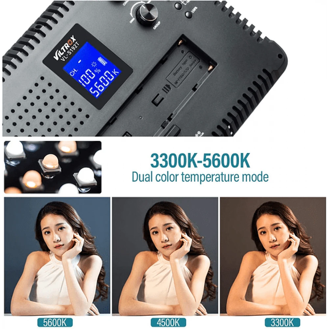 Viltrox VL-192T kit de 3 Luces Led 45W CRI+95 3