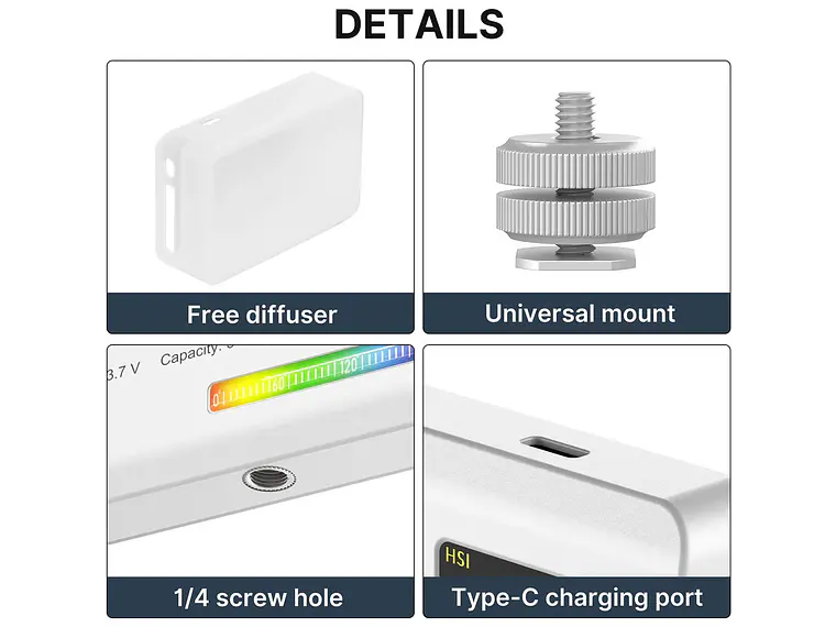 Ulanzi UL-2495 VL120 RGB Lampara Led Con 20 Efectos Luminosos 7