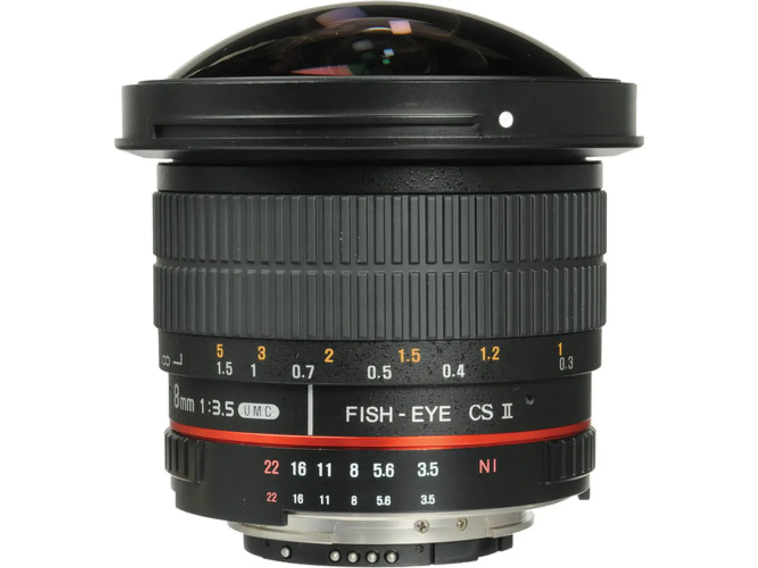 Lente Fisheye Samyang 8mm f/3.5 versión con parasol removible Nikon  1