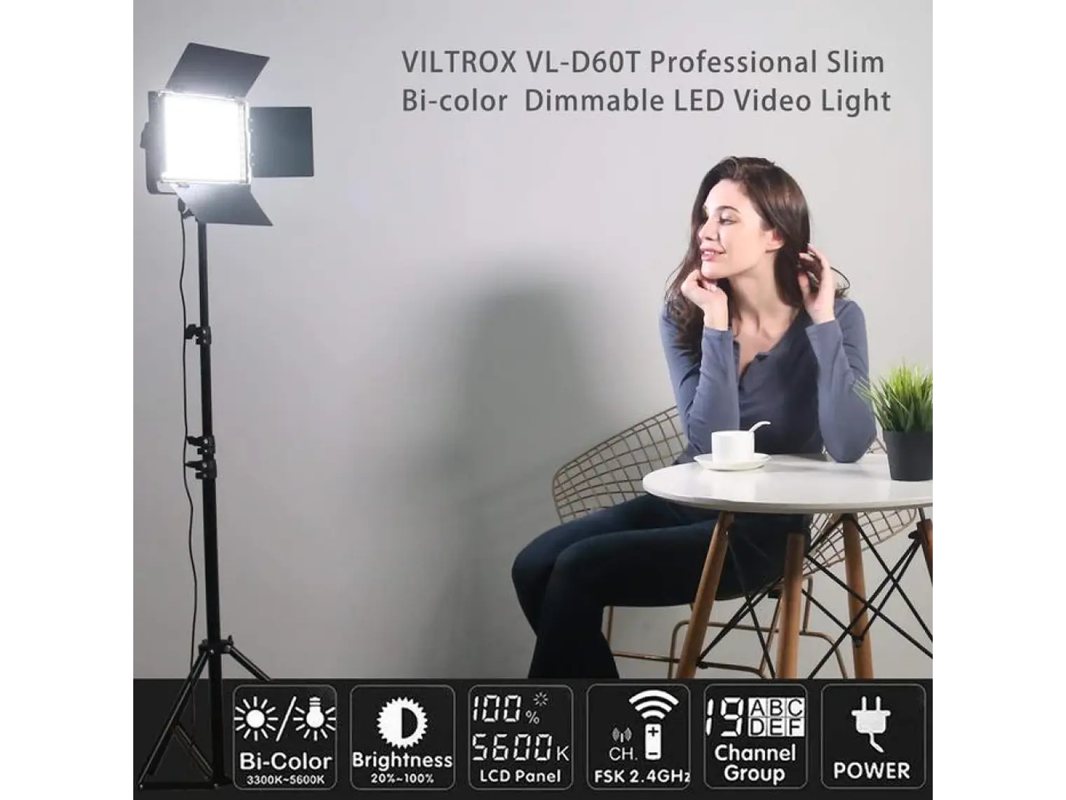 Viltrox VL-D60T Kit de 2 Luces LED 60W CRI +95 5