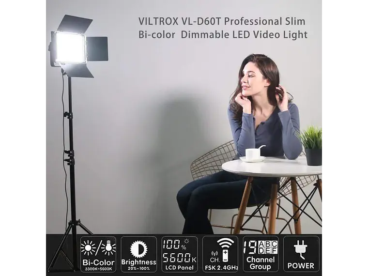 Viltrox VL-D60T Kit de 2 Luces LED 60W CRI +95 5