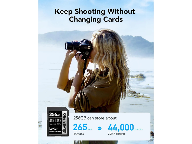 Tarjeta de memoria SDXC Lexar  128GB Profesional SILVER PRO UHS-II 5