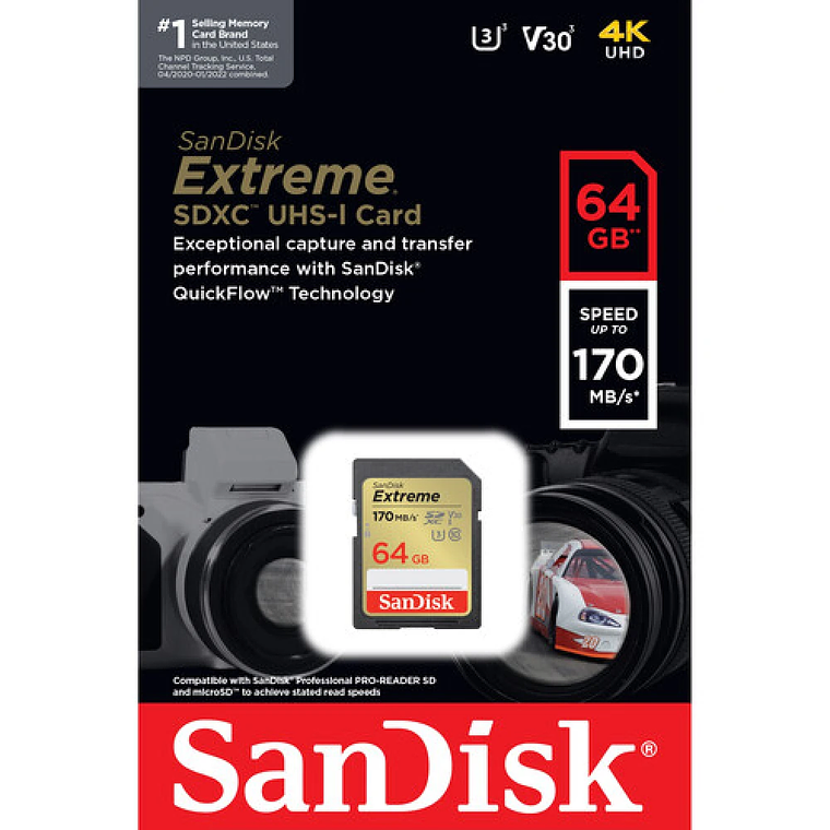 Sandisk SDXC Extreme 64GB 170mb/s V30 3
