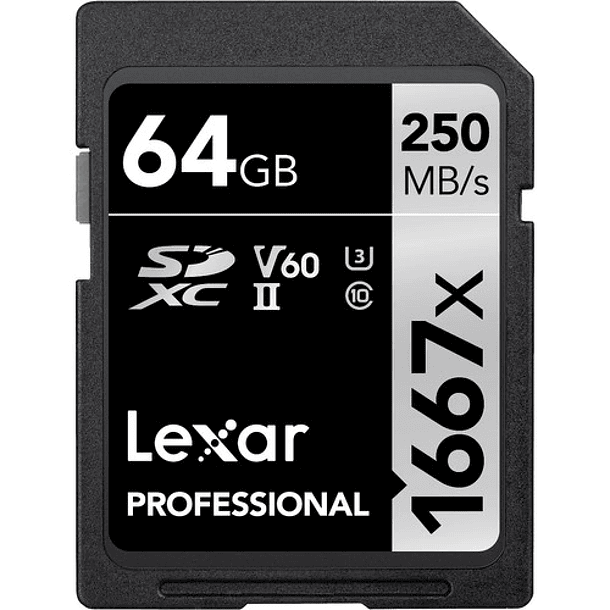 Tarjeta de memoria SDXC Lexar  64GB Profesional 1667x UHS-II