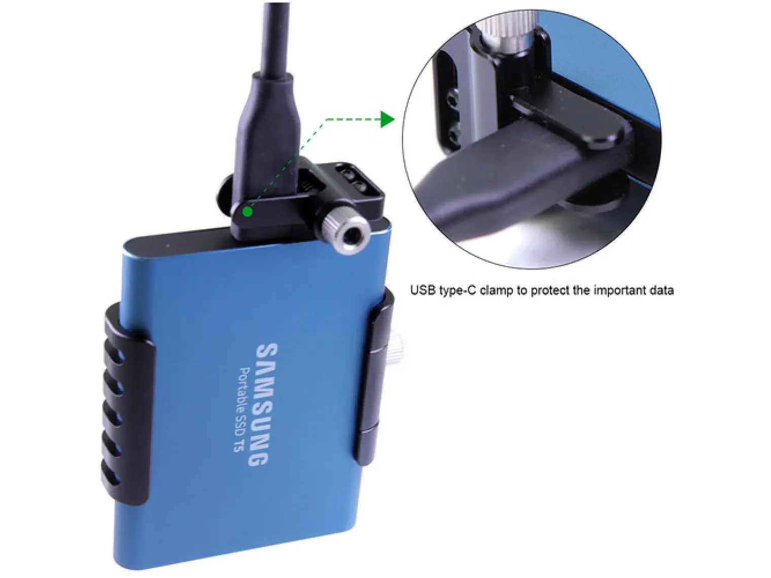LanParte Clamp Cold Shoe para Samsung T5 SSD 6