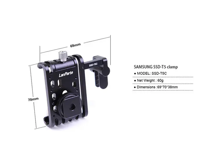 LanParte Clamp Cold Shoe para Samsung T5 SSD 9