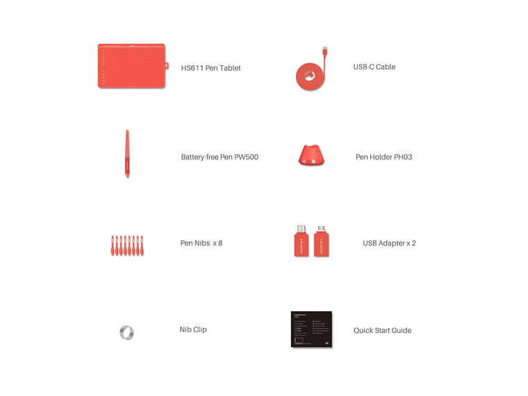 HUION PEN TABLET INSPIROY H611 ROJA 5