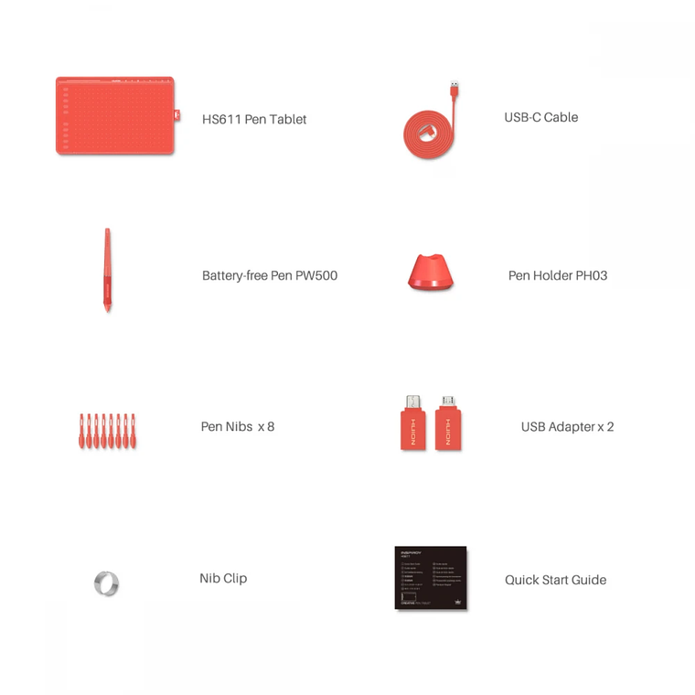 HUION PEN TABLET INSPIROY H611 ROJA 5