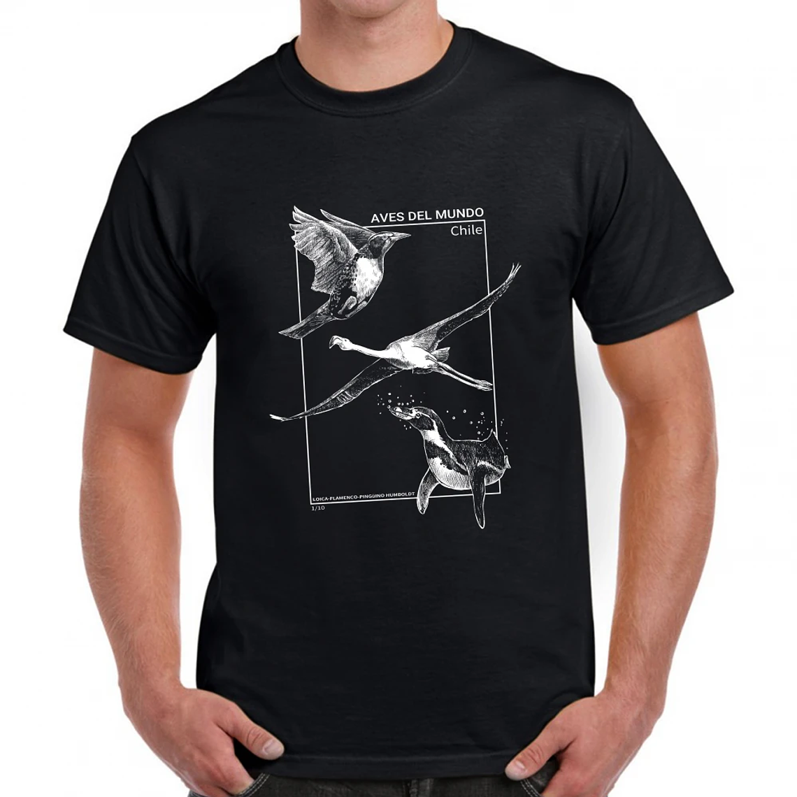 Polera Negra con Diseño de Aves B&N 1