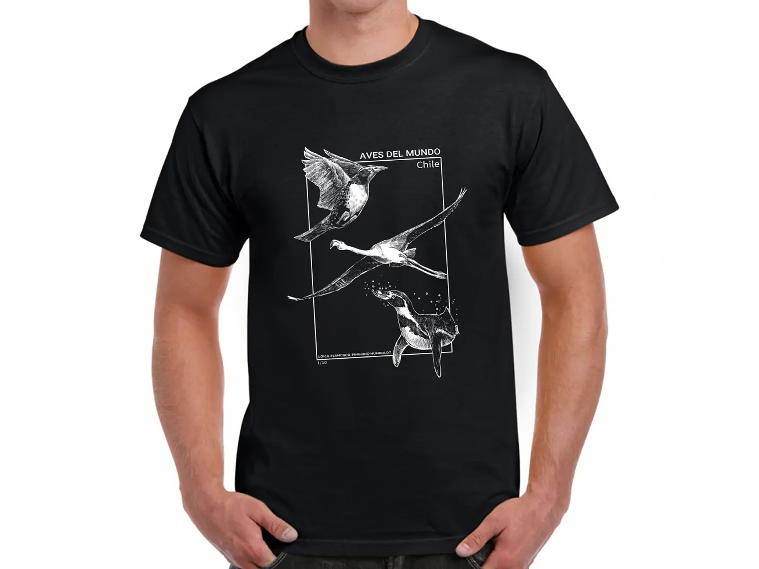 Polera Negra con Diseño de Aves B&N 1