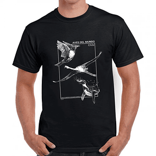 Polera Negra con Diseño de Aves B&N