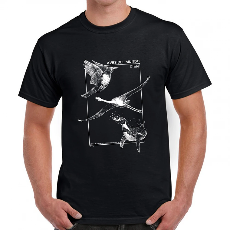 Polera Negra con Diseño de Aves B&N 1