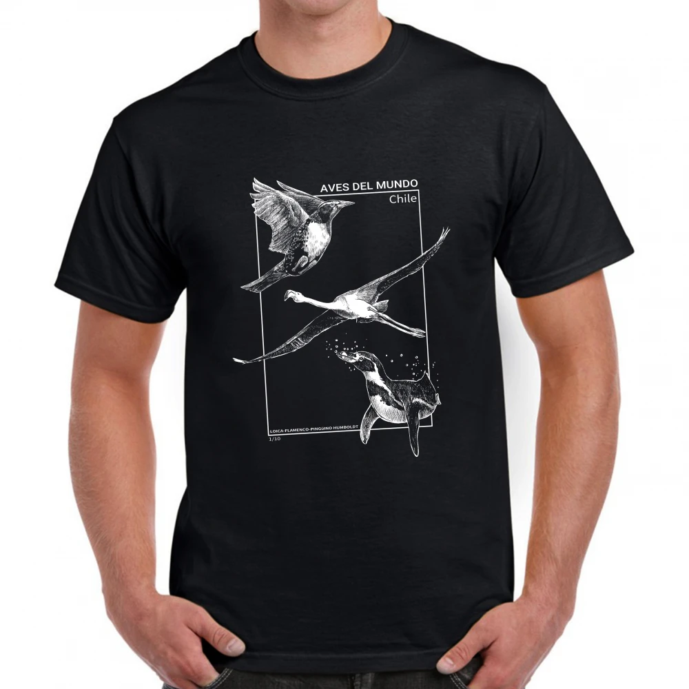 Polera Negra con Diseño de Aves B&N