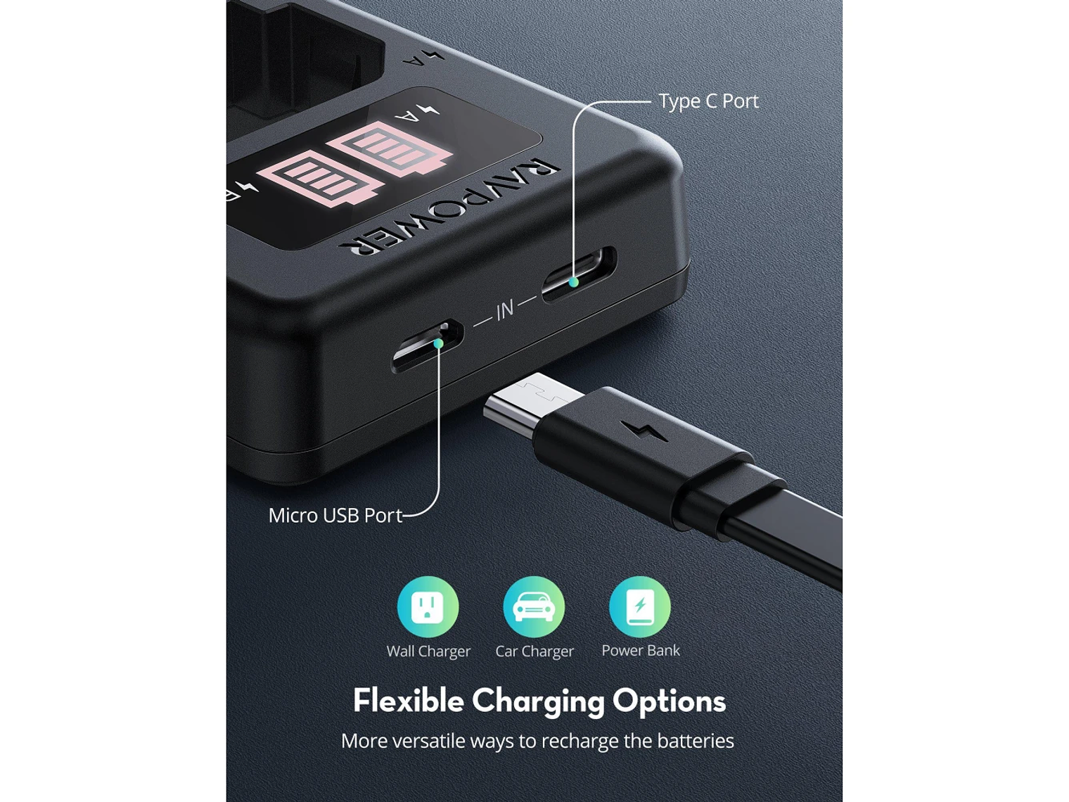 Ravpower  Bateria Reemplazo Sony NP-FZ100 Kit 2x con Cargador USB 2